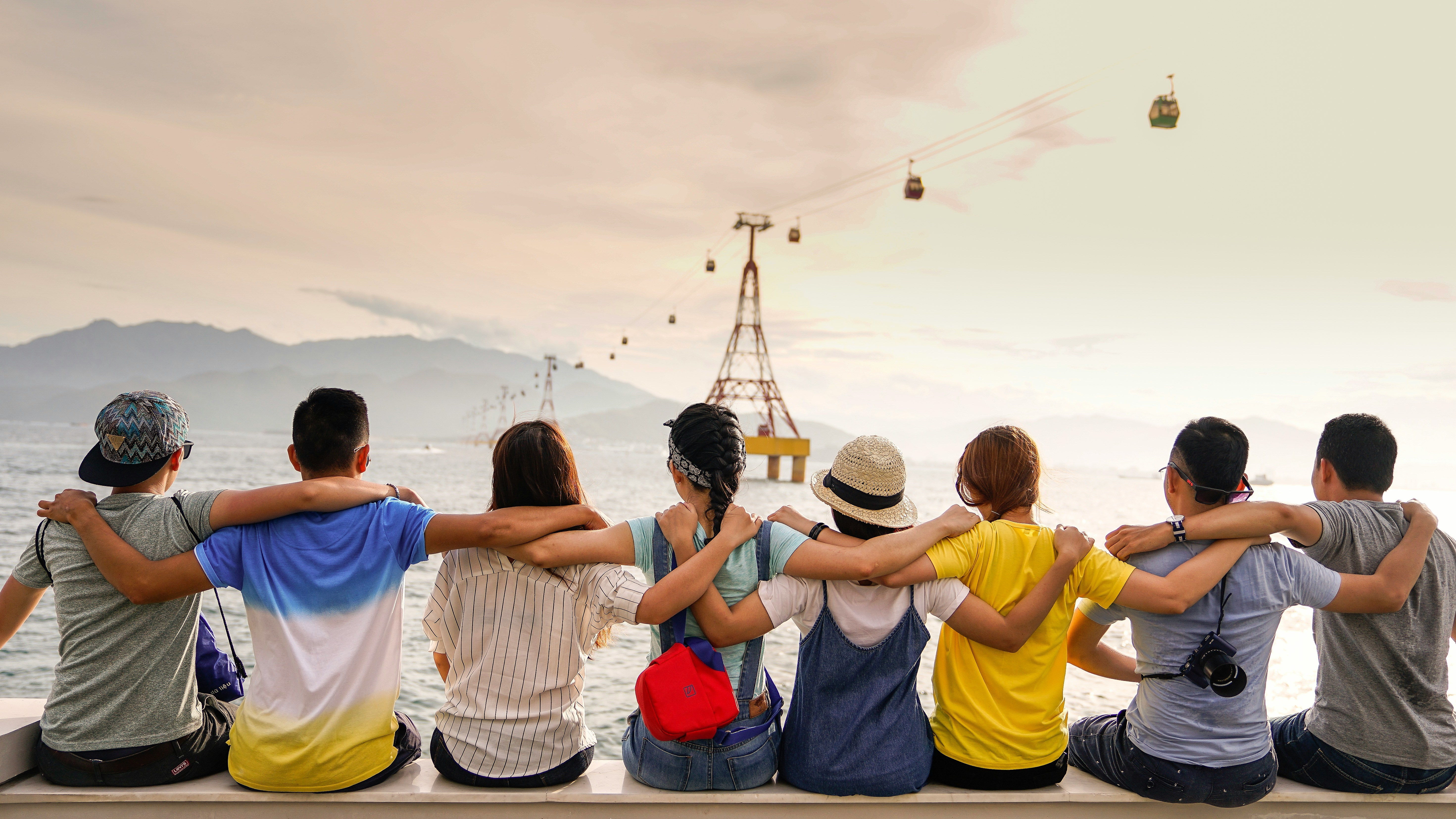 Group of friends traveling together