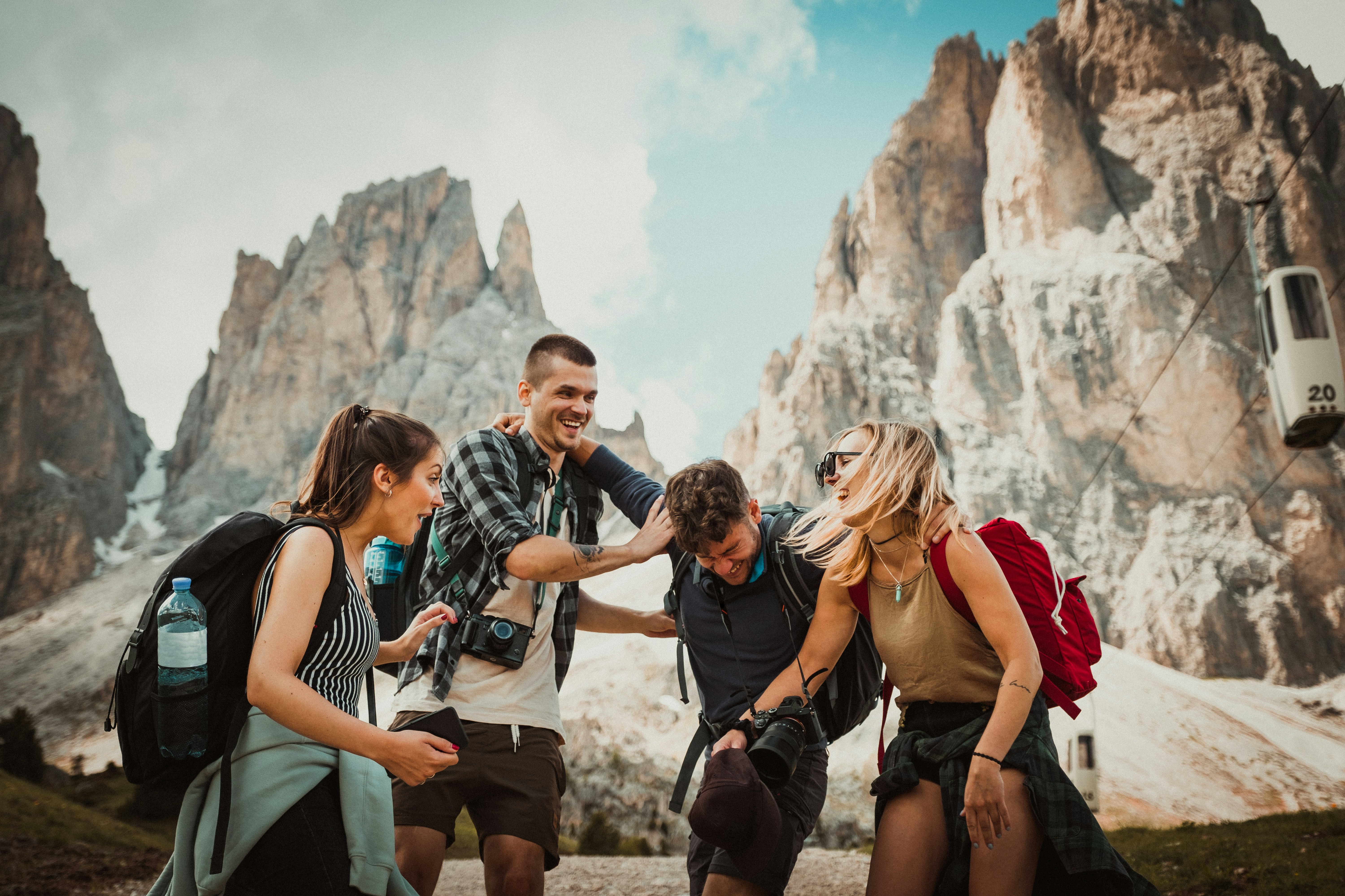 Group of friends traveling together